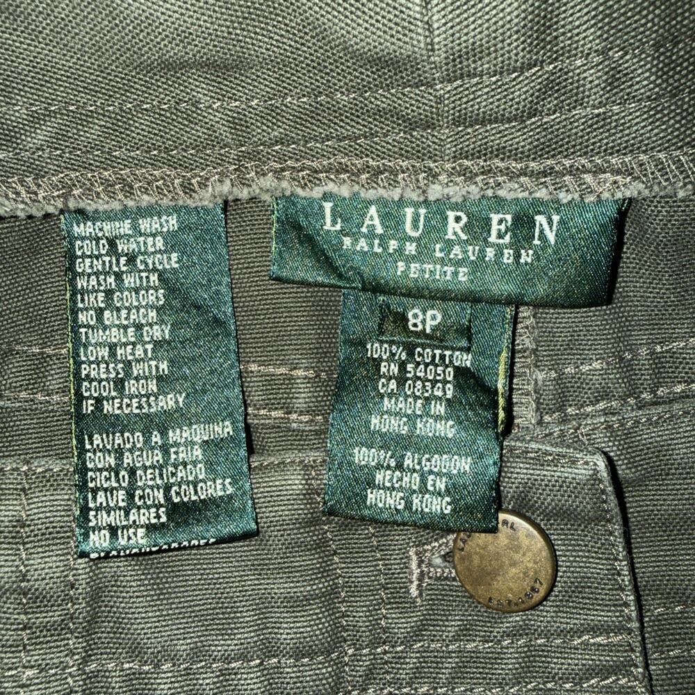 Lauren Ralph Lauren Vintage Y2K Army Green Button From Mini Skirt Sz 8P EUC Prep - Picture 7 of 8